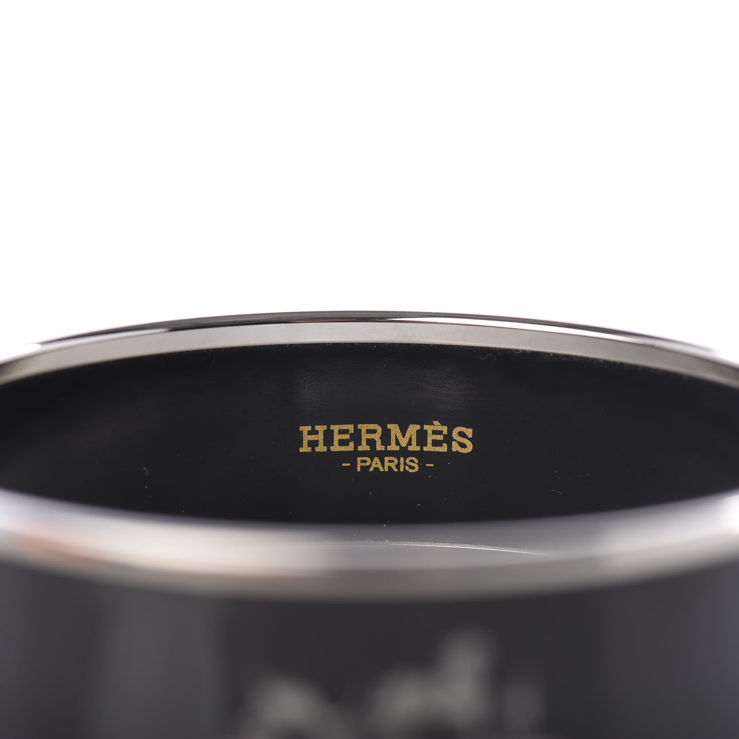 Hermes Enamel Printed Wide Caleche Bracelet 62 Black 4 of 5