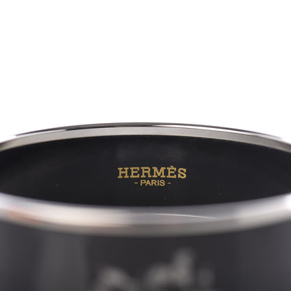 Hermes Enamel Printed Wide Caleche Bracelet 62 Black 4 of 5