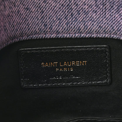 Saint Laurent Denim Quilted Loulou Puffer Monogram Pouch Clutch Bleached Lilac 7 of 11