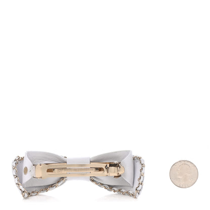 Chanel Lambskin Bow Chain CC Hair Clip White 2 of 4
