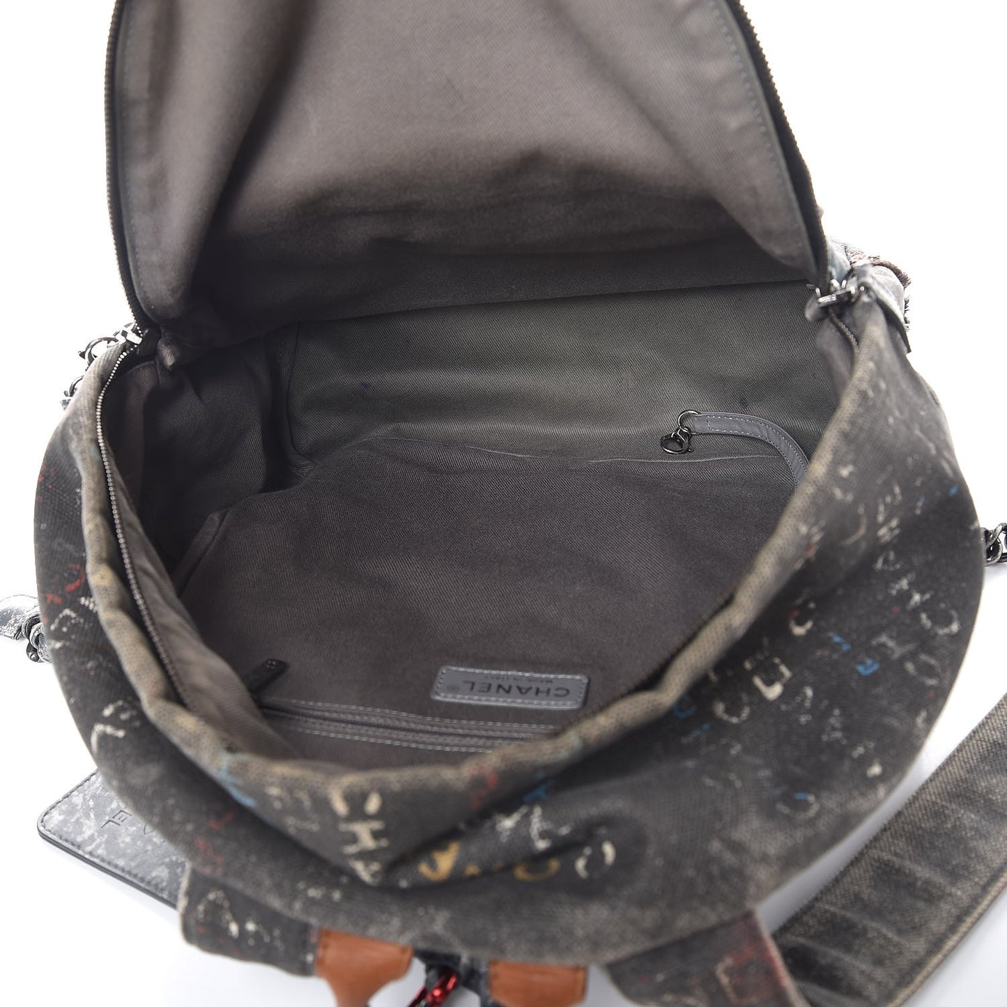 Graffiti Printed Canvas Medium Backpack Black