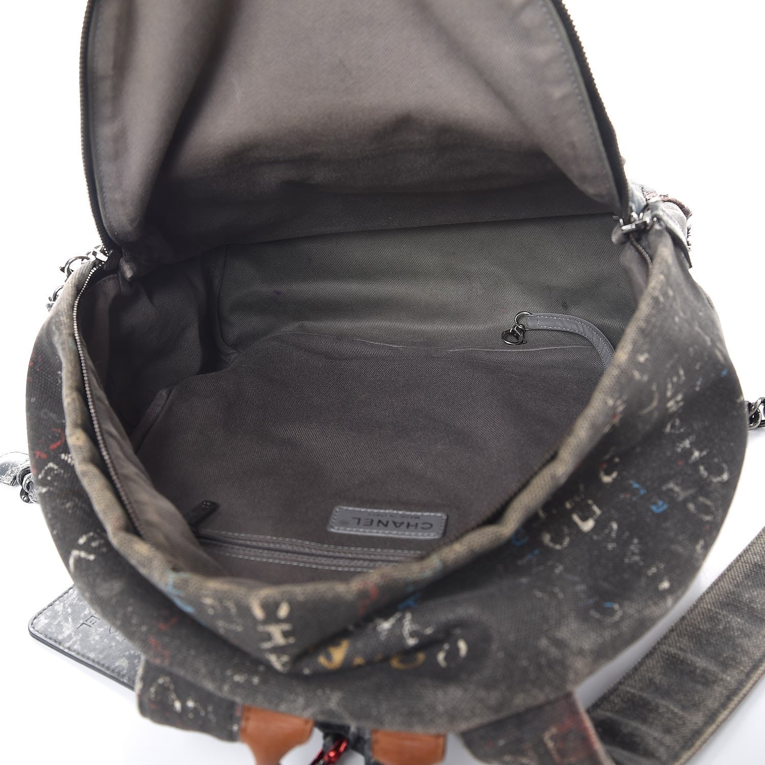 Chanel Graffiti Printed Canvas Medium Backpack Black 5 of 8