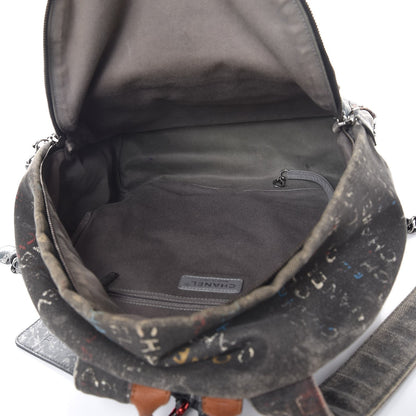 Chanel Graffiti Printed Canvas Medium Backpack Black 5 of 8