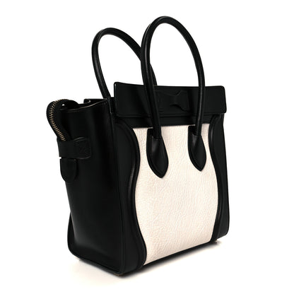 Celine Shrunken Lambskin Micro Bi-Color Luggage Black White 3 of 9