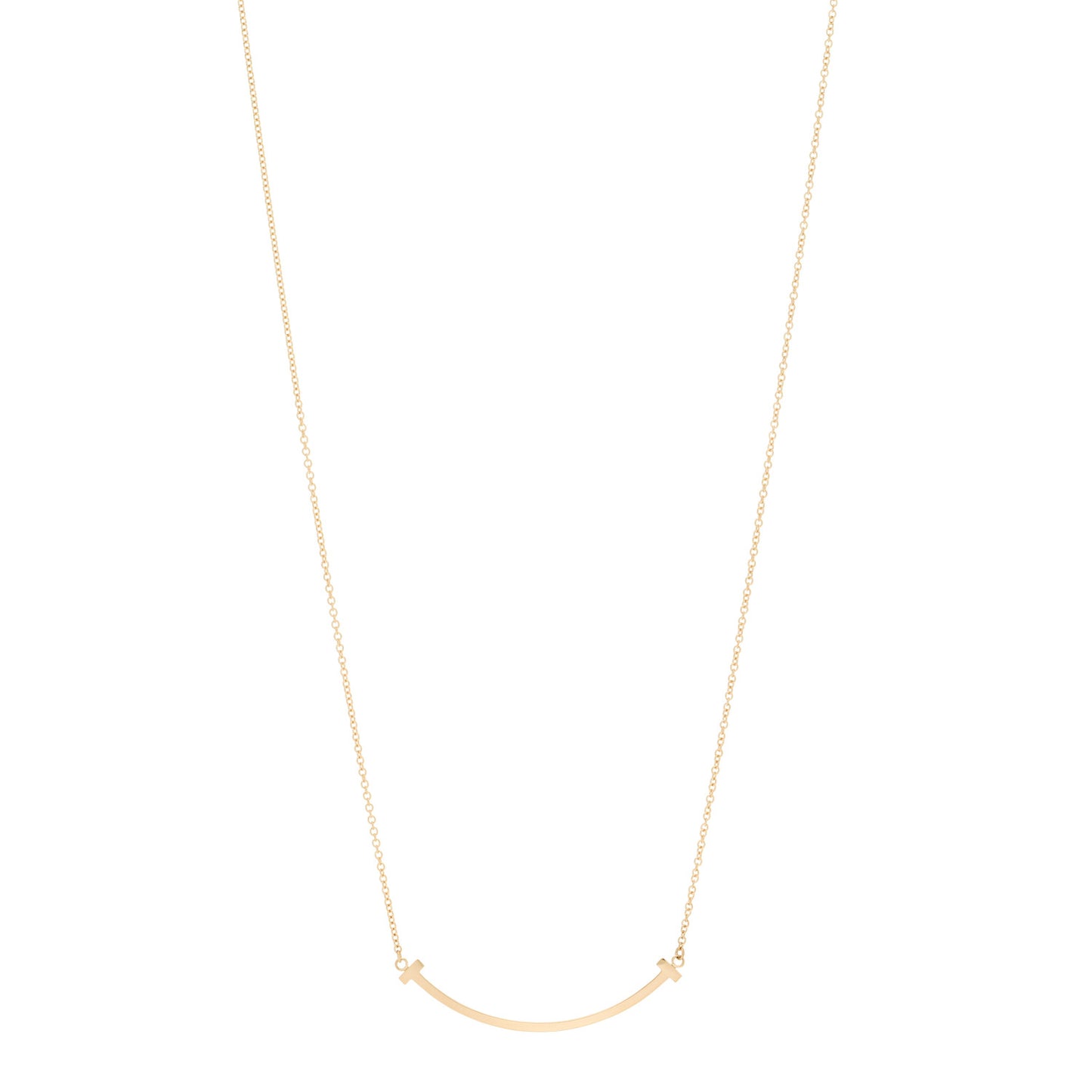 18K Yellow Gold Small T Smile Pendant Necklace