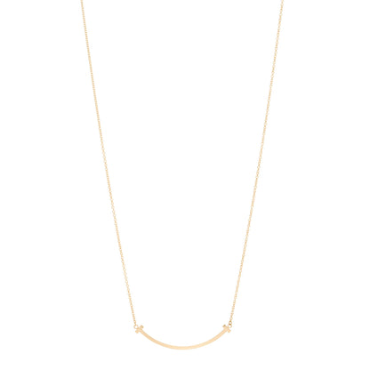 Tiffany 18K Yellow Gold Small T Smile Pendant Necklace 1 of 5