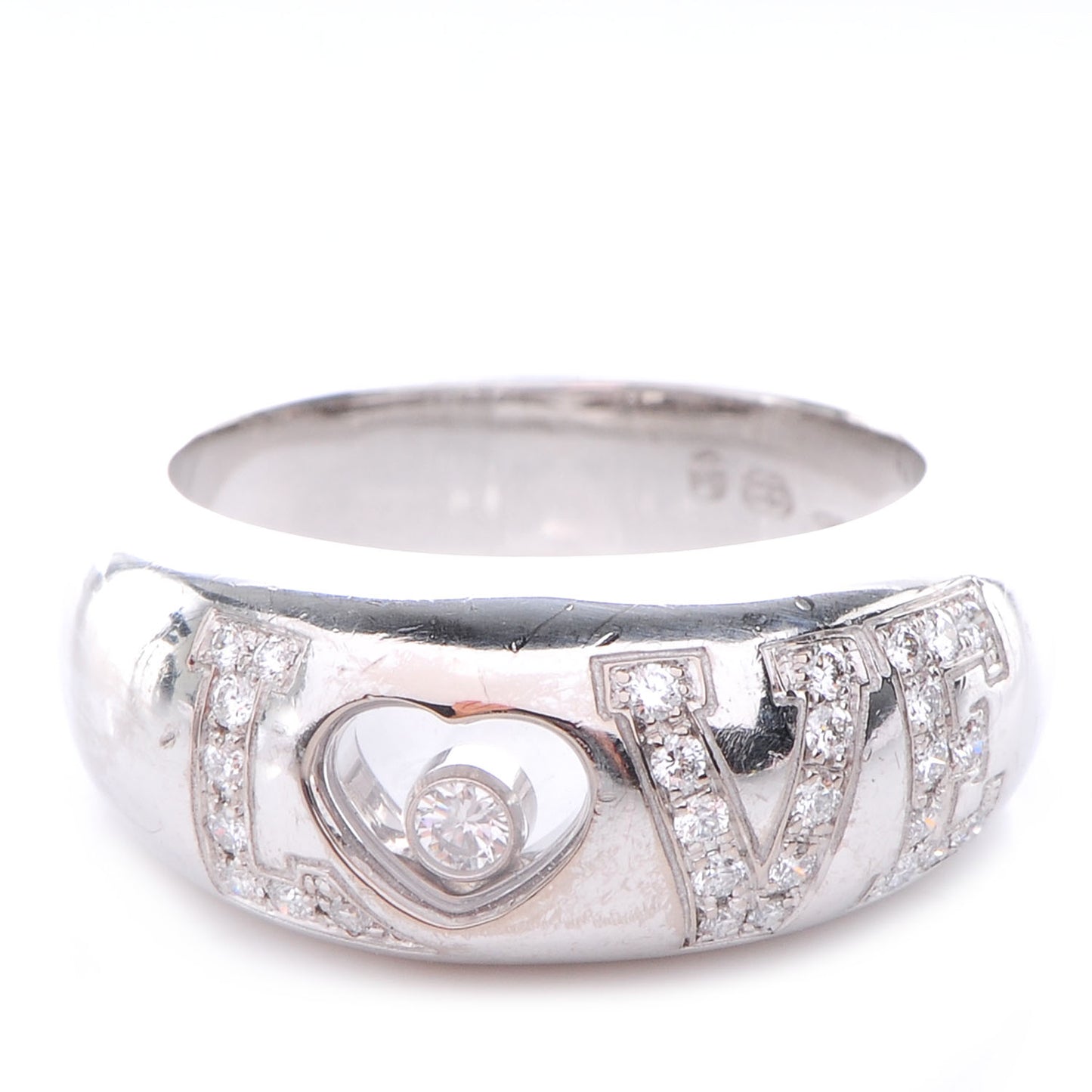 18k White Gold Happy Diamonds Love Ring 5.5