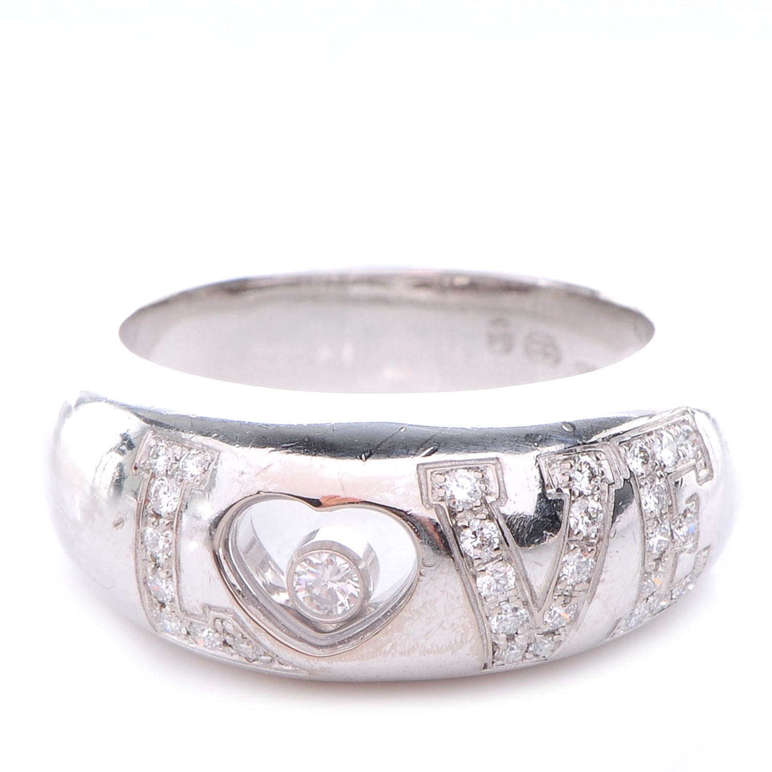 Chopard 18k White Gold Happy Diamonds Love Ring 5.5 1 of 5