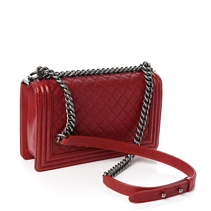 Chanel Caviar Quilted New Medium Boy Flap Dark Red 2 of 10
