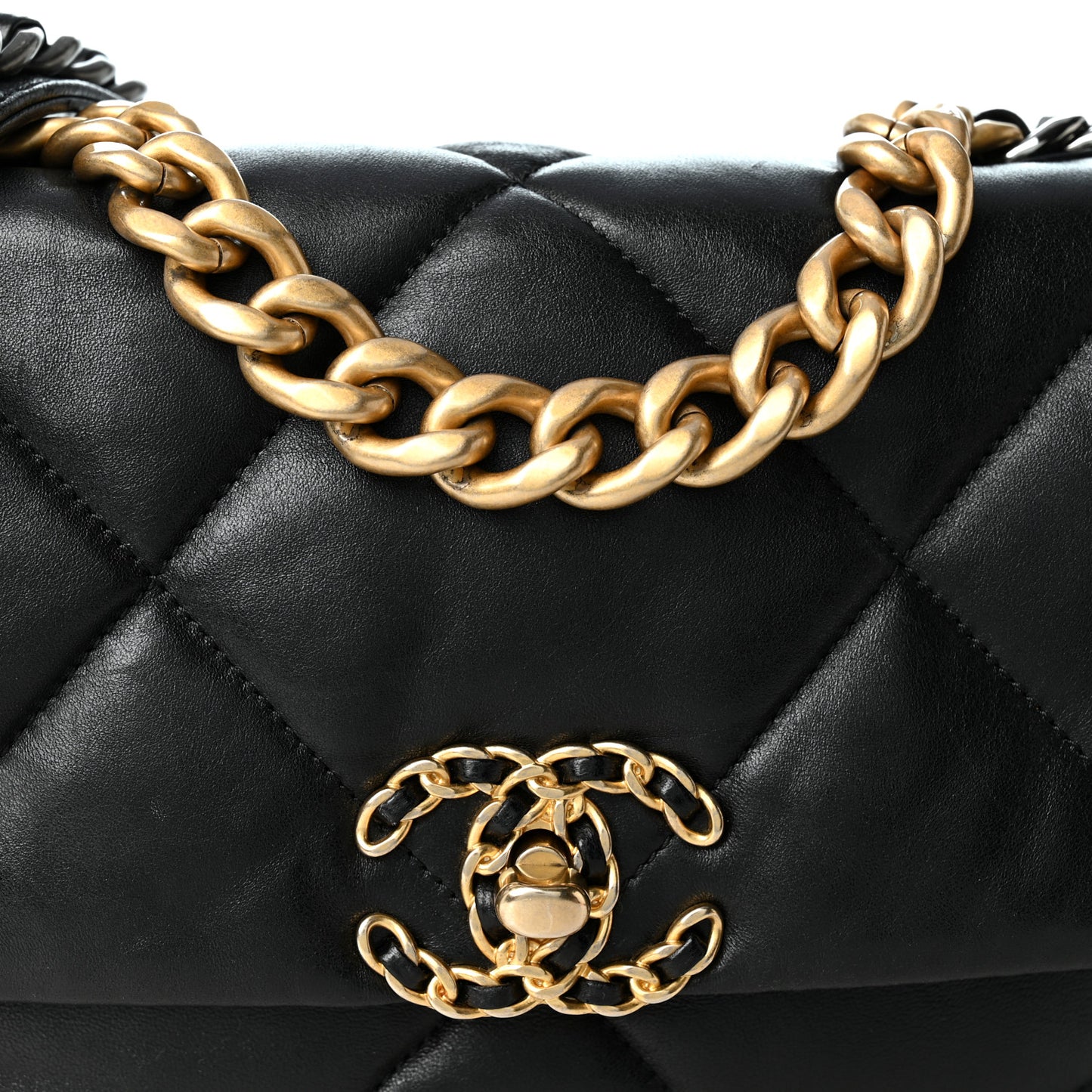 Lambskin Quilted Medium Chanel 19 Flap Black