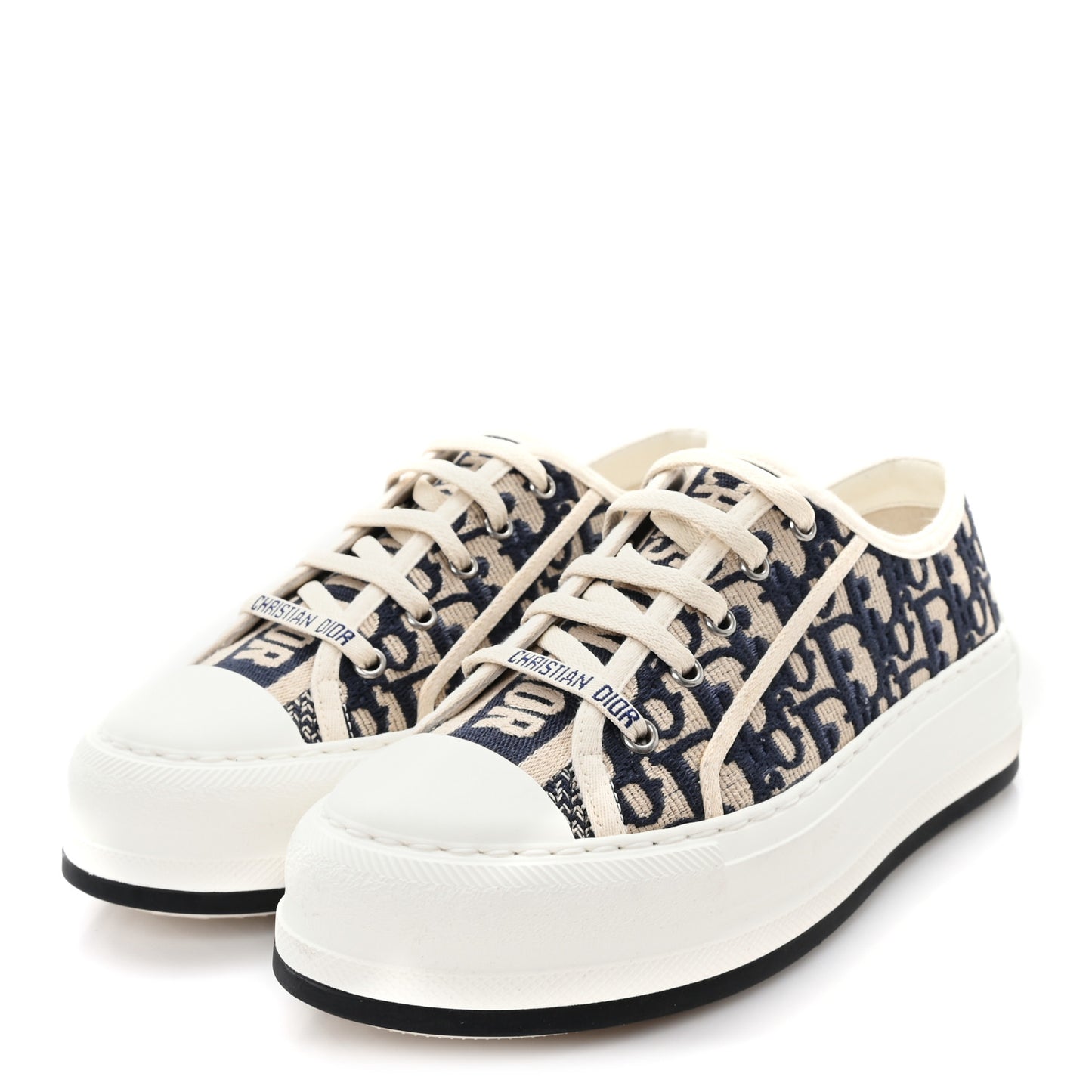 Canvas Oblique Walk'N'Dior Low Top Sneakers 37.5 Deep Blue