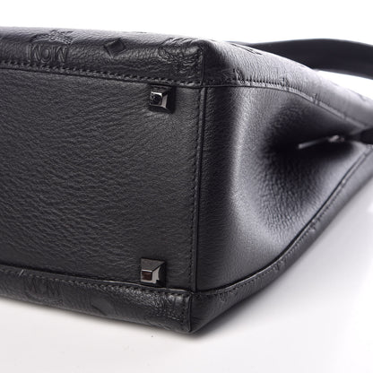 MCM Calfskin Ottomar Monogram Sarah Convertible Hobo Black 10 of 12