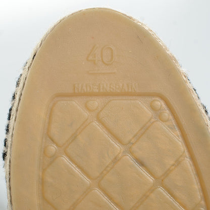 Chanel Fabric Flannel Espadrilles 40 Grey Black 5 of 6