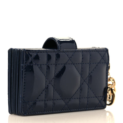 Christian Dior Patent Cannage Lady Dior 5-Gusset Card Holder Navy Blue 3 of 9