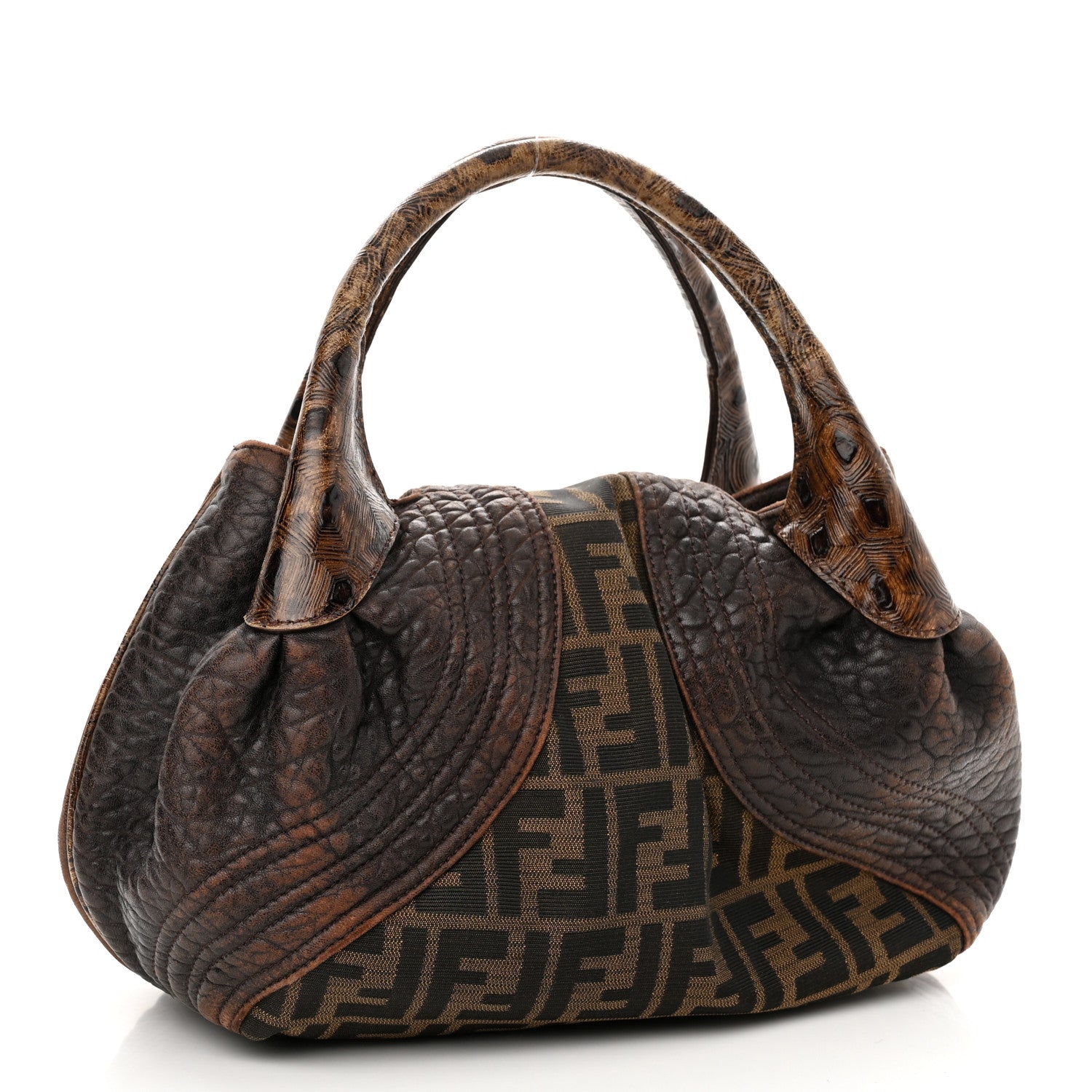 Fendi Zucca Nappa Nuvolata Vitello Tortuga Spy Tobacco Moro 3 of 13