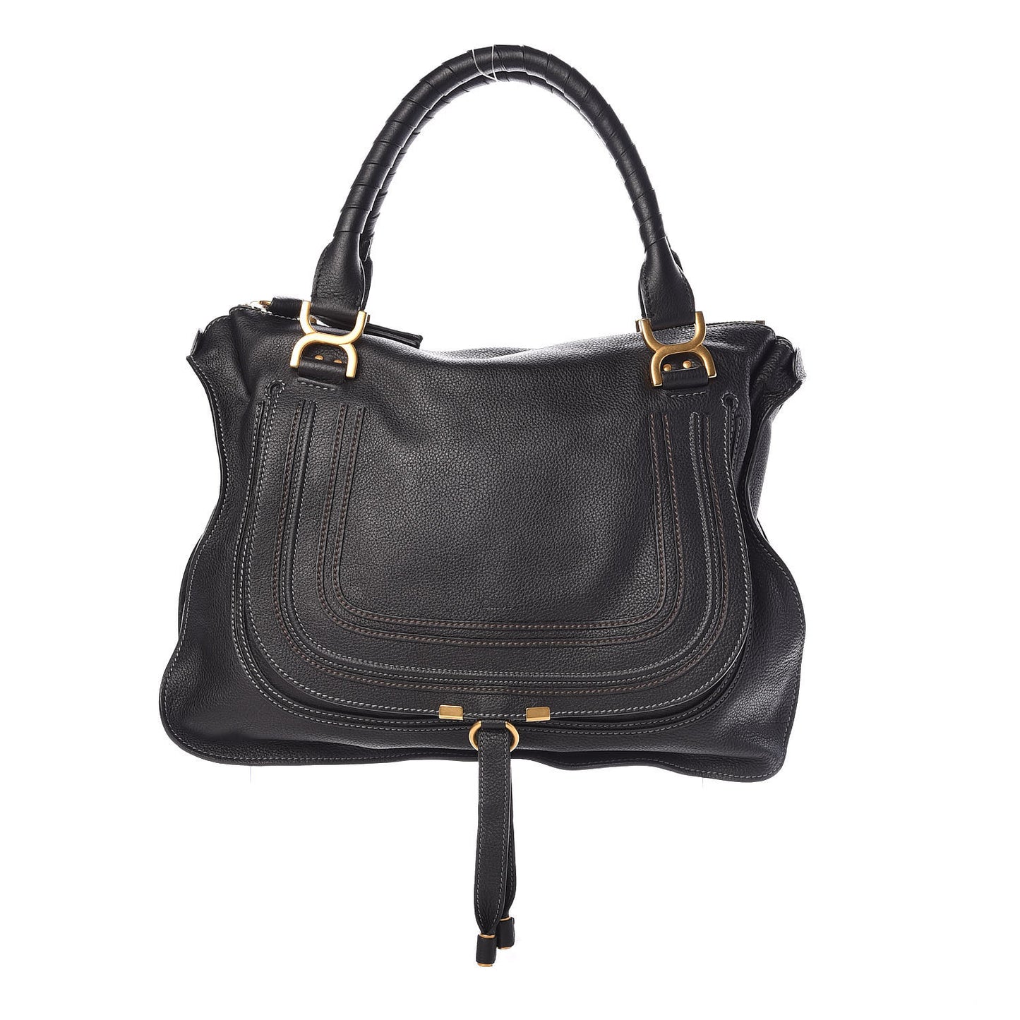 Calfskin Large Marcie Satchel Black
