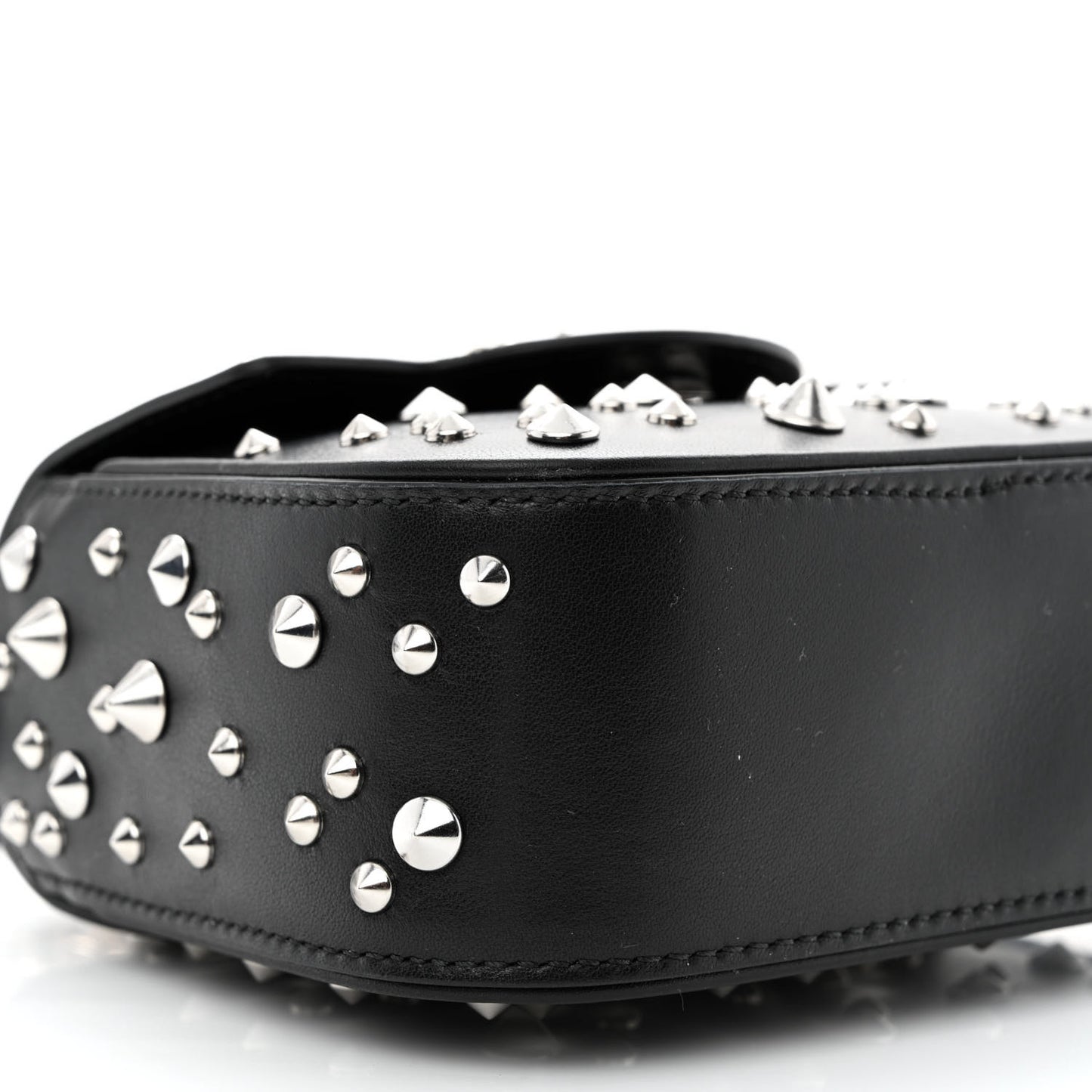 Grained Calfskin Spiked Micro La Medusa Bag Black