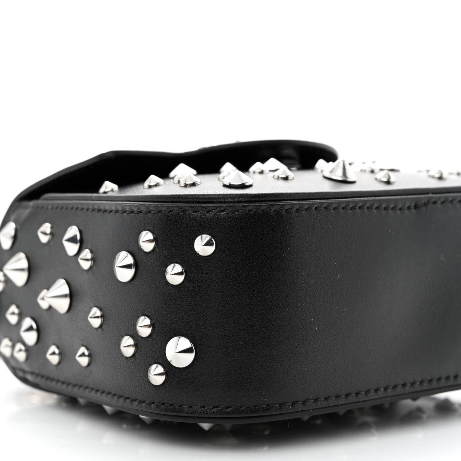 Versace Grained Calfskin Spiked Micro La Medusa Bag Black 9 of 10