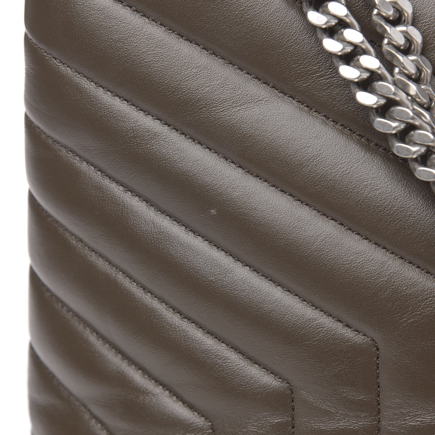 Saint Laurent Calfskin Y Quilted Monogram Large Loulou Chain Satchel Kaki Fonce 13 of 14