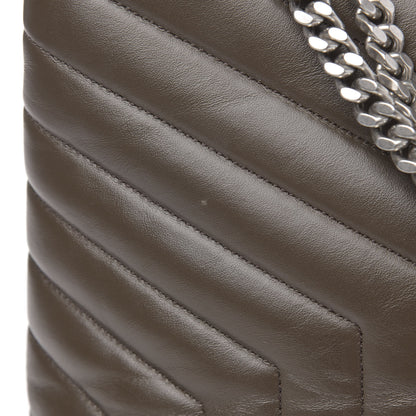Saint Laurent Calfskin Y Quilted Monogram Large Loulou Chain Satchel Kaki Fonce 13 of 14