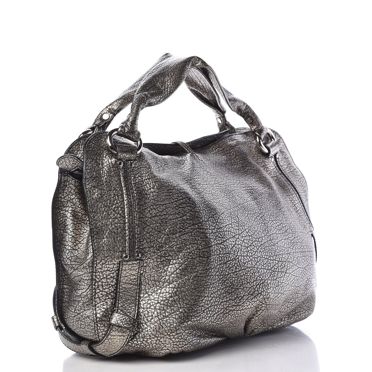 Metallic Calfskin Bittersweet Hobo Pewter