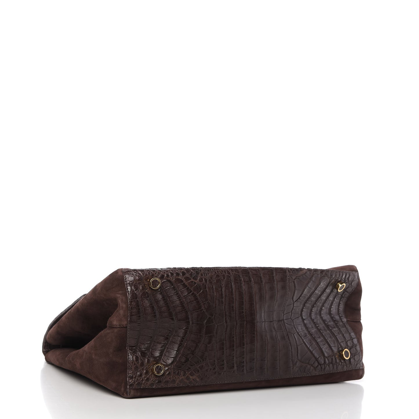 Crocodile Suede Shoulder Bag Brown