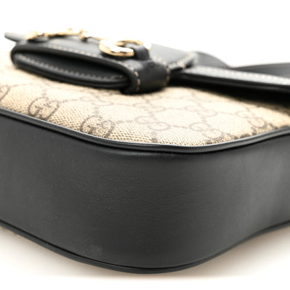 Gucci GG Supreme Monogram Horsebit 1955 Soft Small Shoulder Bag Beige Black 9 of 9