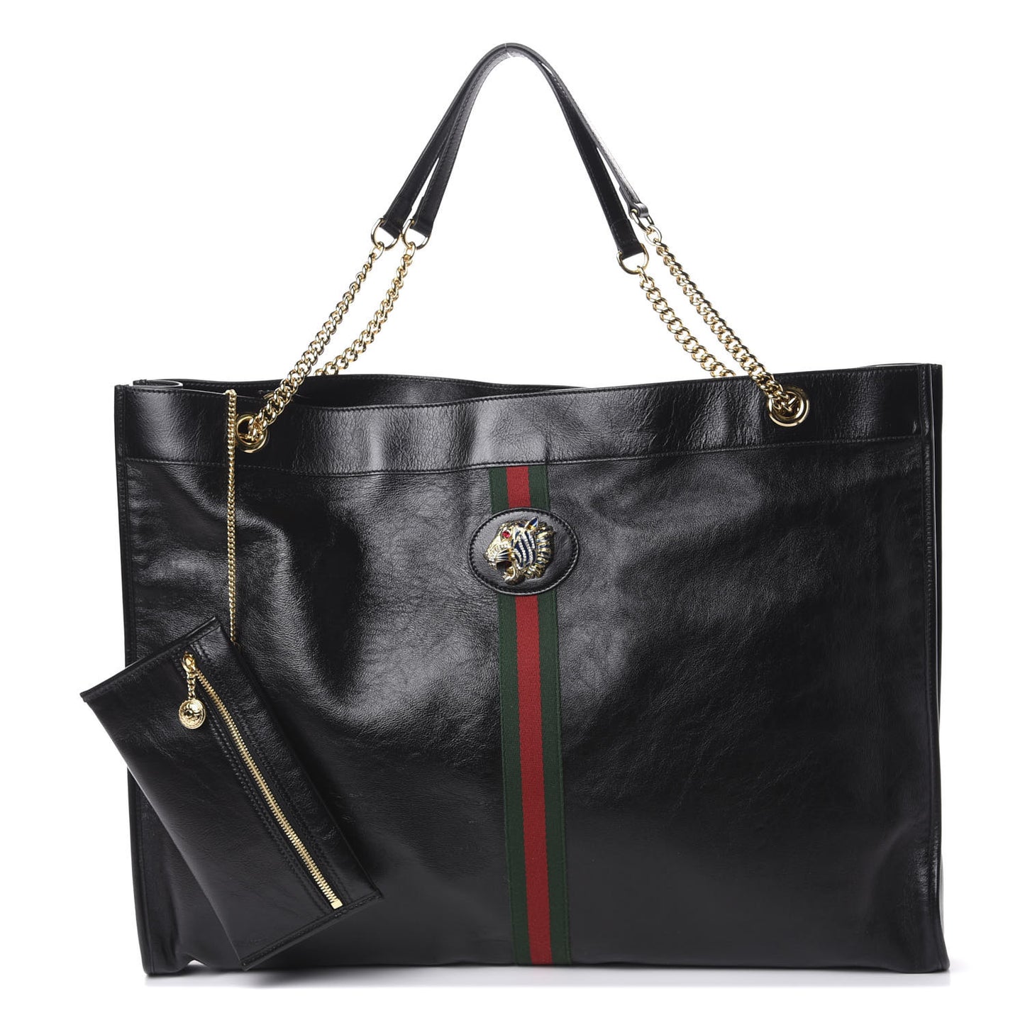 Calfskin Large Rajah Chain Tote Black
