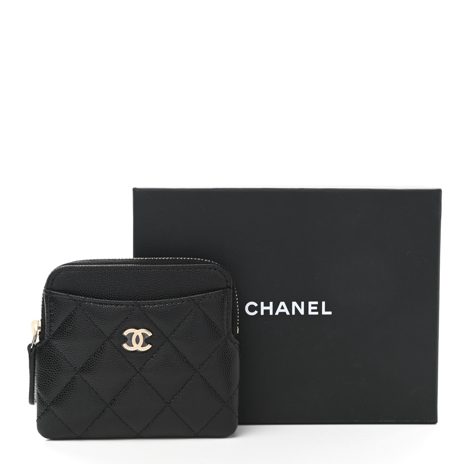 Chanel Caviar Quilted Zip Card Holder Wallet Black 8 of 8