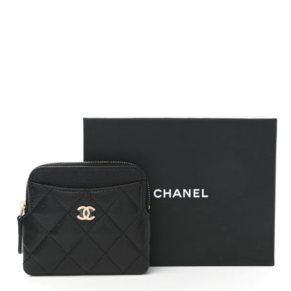Chanel Caviar Quilted Zip Card Holder Wallet Black 8 of 8