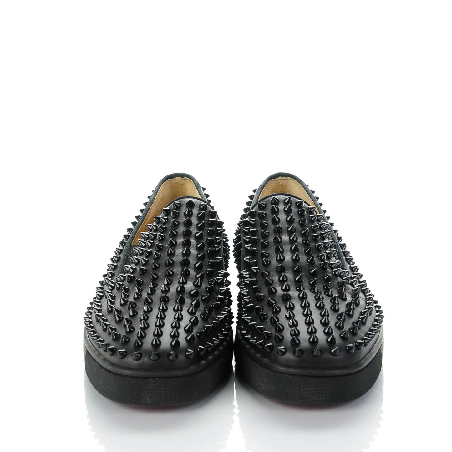 Mens Calfskin Spikes Roller Boat Flat 44 Black