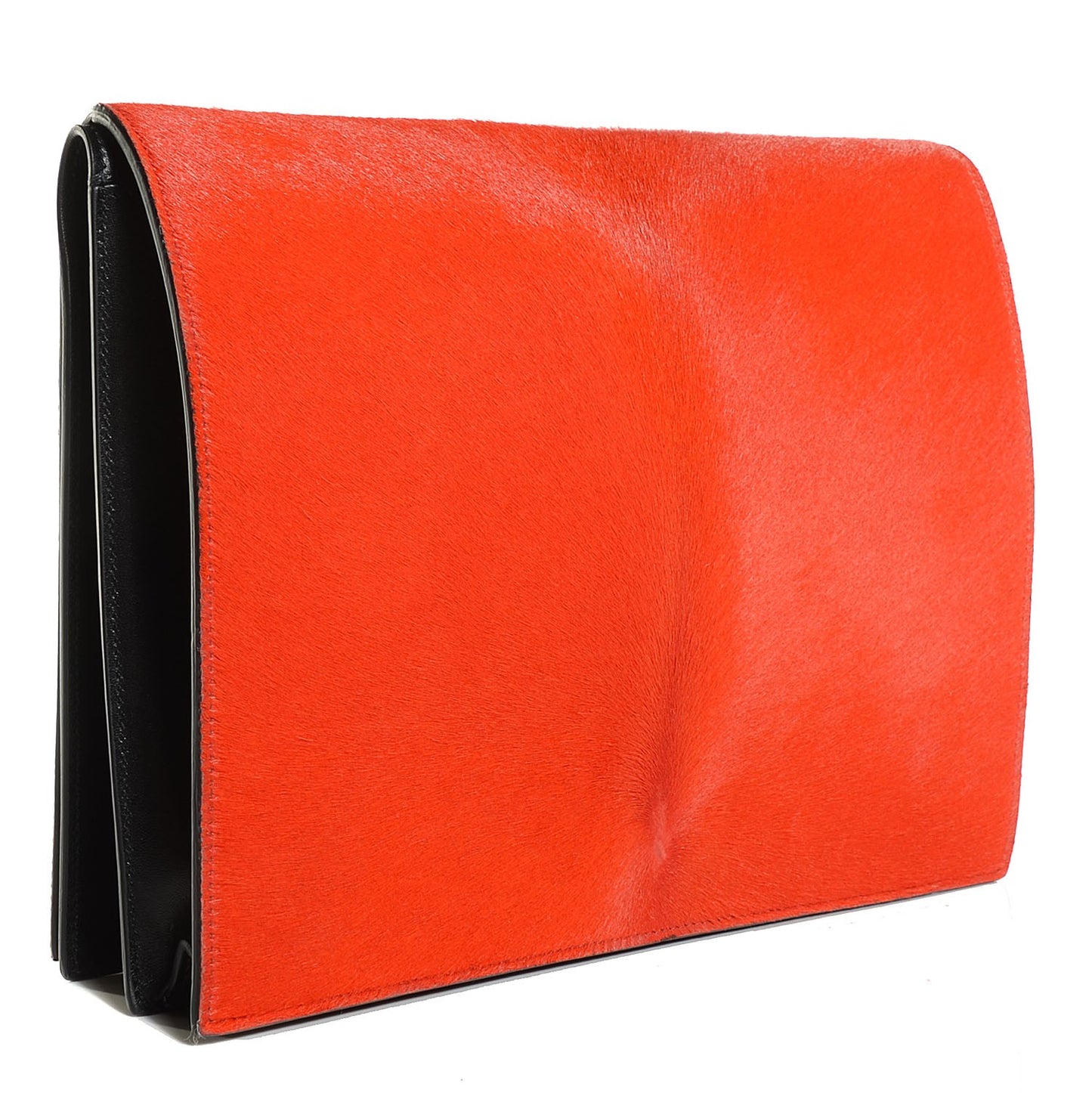 Calfskin Pony Hair Flap Clutch Vermillion