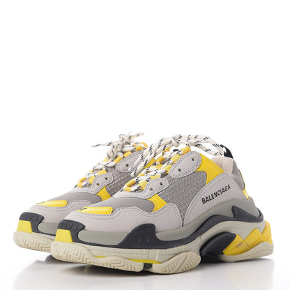 Balenciaga Fabric Mesh Womens Triple S Sneakers 37 Yellow Grey White 3 of 9