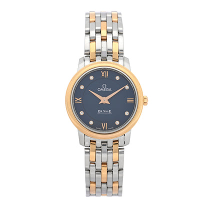 Omega Stainless Steel 18K Yellow Gold 27mm De Ville Prestige Quartz Watch Blue 424.20.27.60.53.001 1 of 4