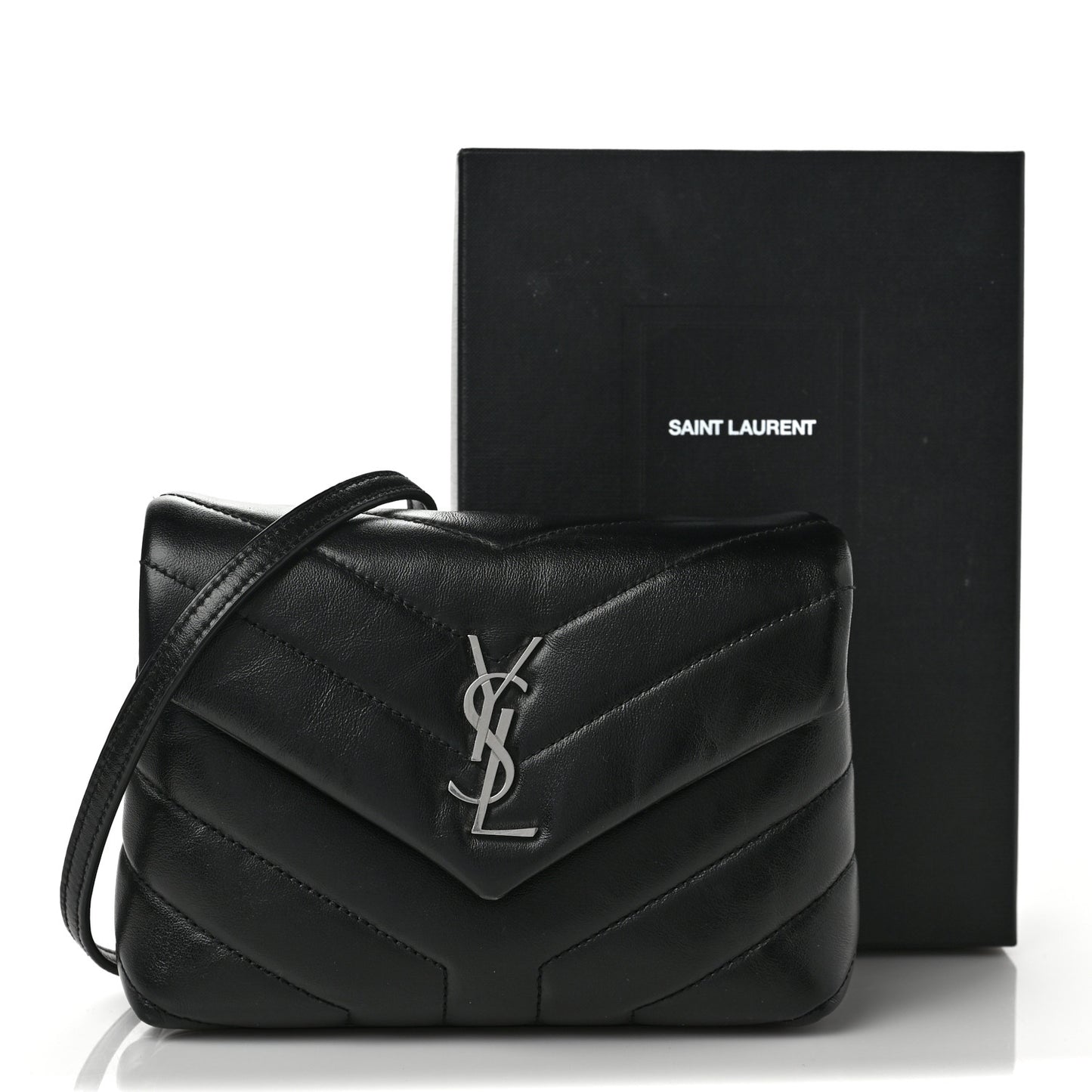 Calfskin Y Quilted Monogram Toy Loulou Crossbody Bag Black