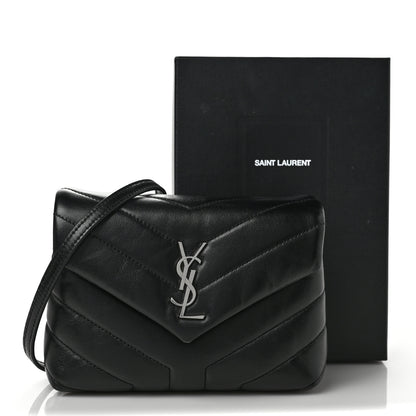 Saint Laurent Calfskin Y Quilted Monogram Toy Loulou Crossbody Bag Black 12 of 12
