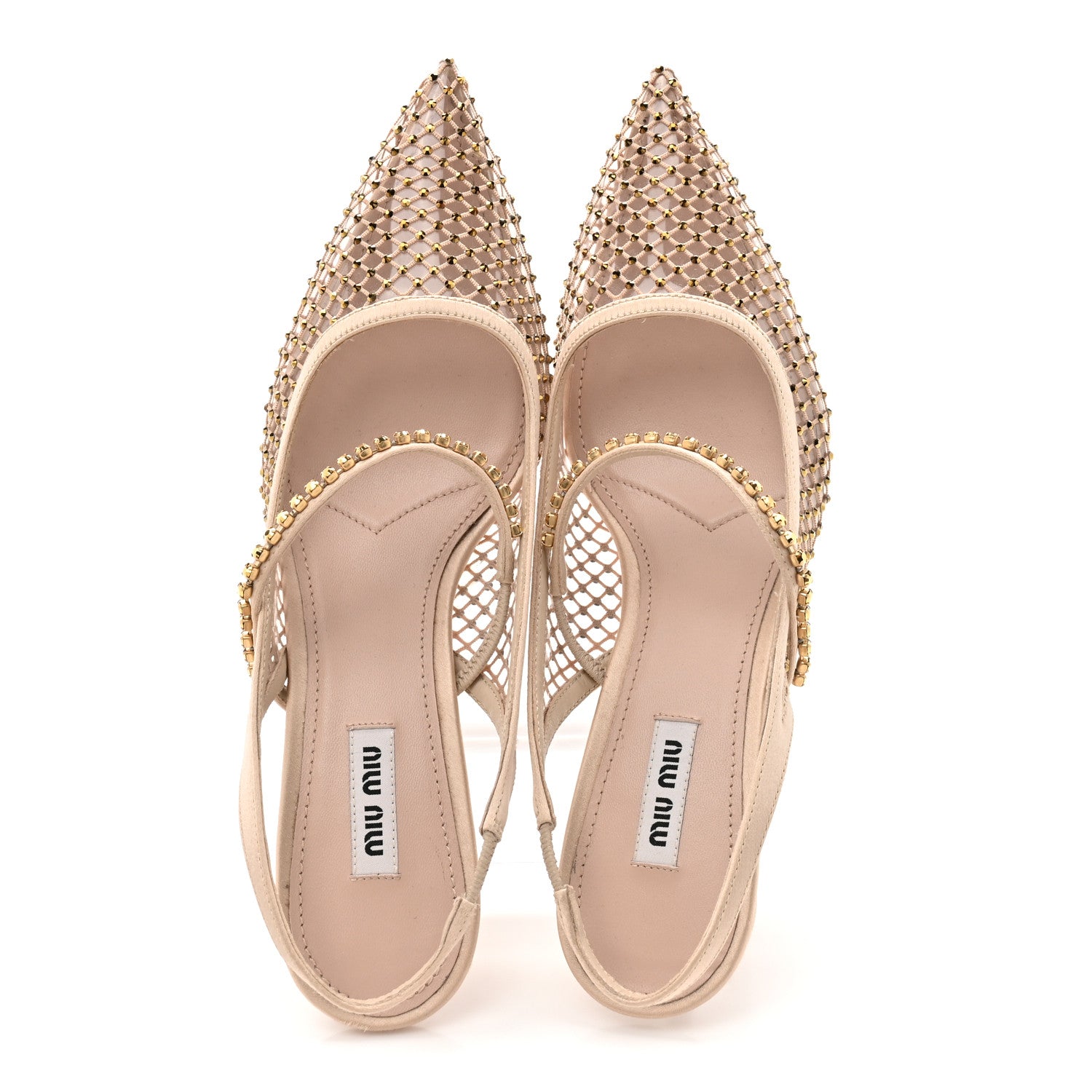 Miu Miu Crystal Mesh PVC Pumps 38.5 Beige 2 of 8