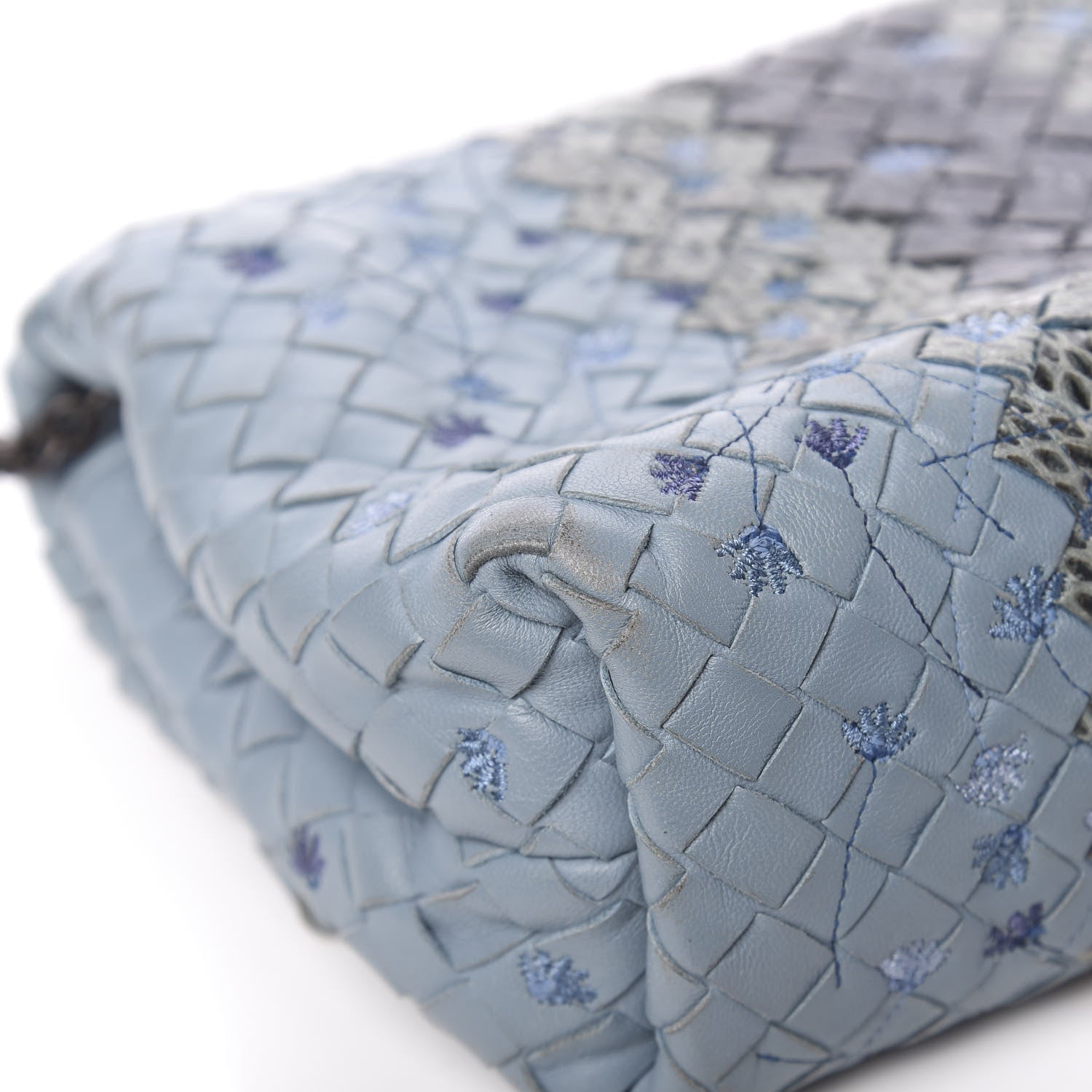 Bottega Veneta Nappa Ayers Embroidered Intrecciato Baby Olimpia Shoulder Bag Arctic 13 of 17