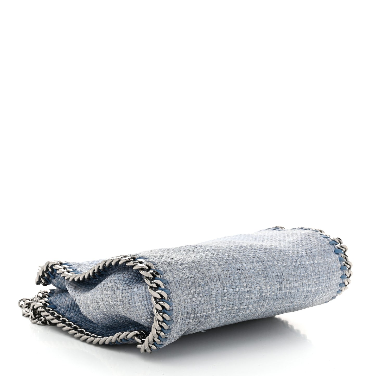 Raffia Mini Falabella Fold Over Tote Light Blue