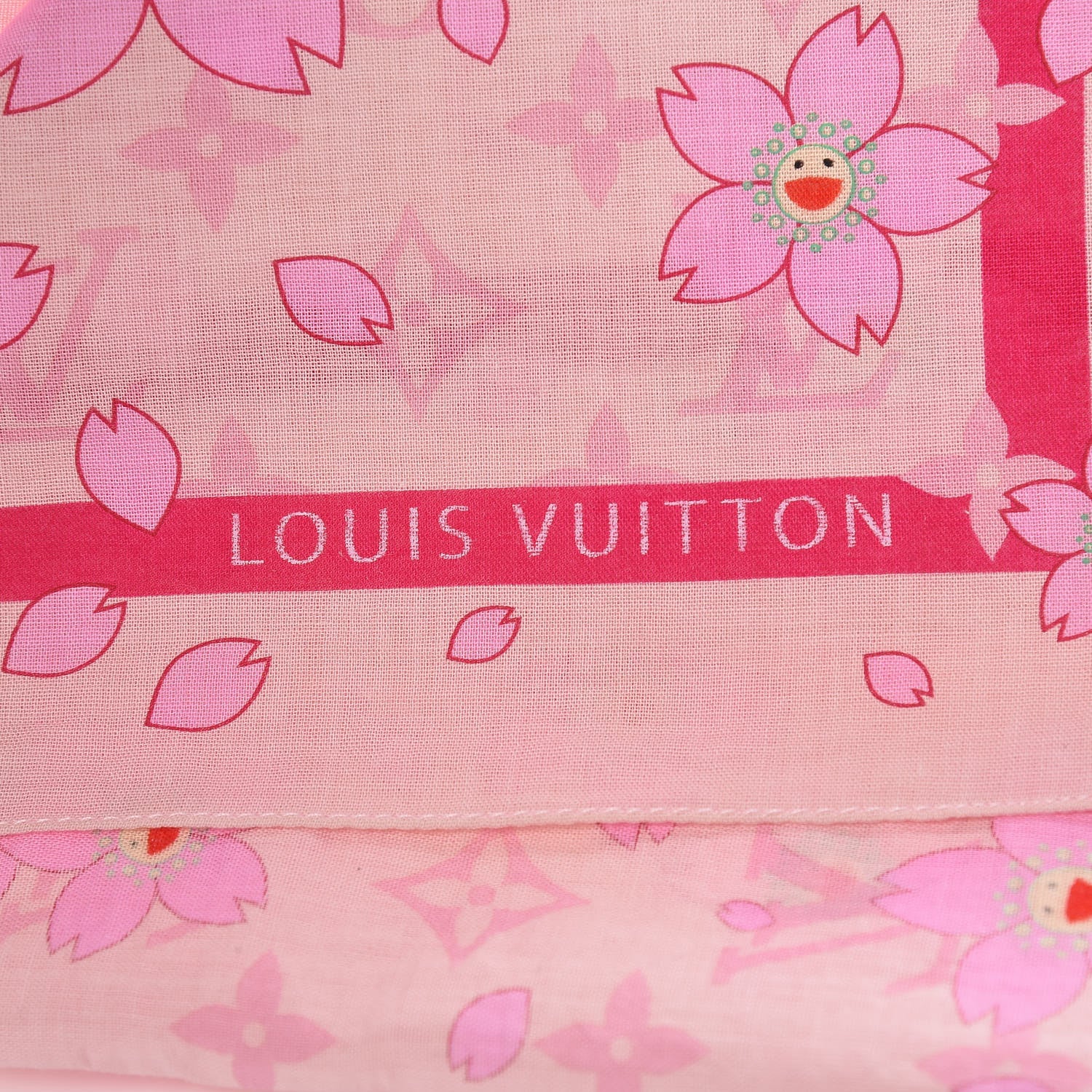 Louis Vuitton Cotton Monogram Cherry Blossom Square Scarf Pink 4 of 4