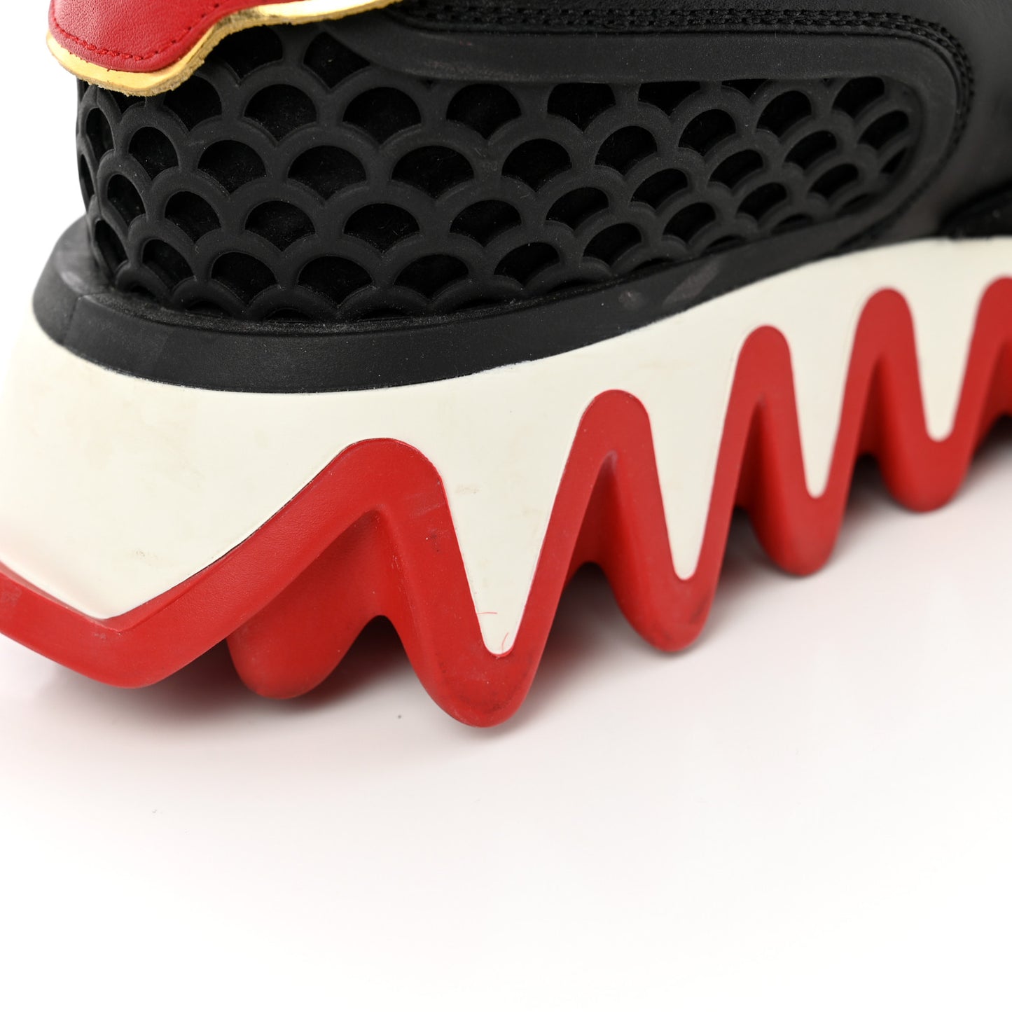 Calfskin Suede Patent Womens Loubishark Sneakers 37 Black Loubi Red