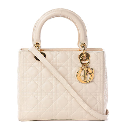 Christian Dior Lambskin Cannage Medium Lady Dior Light Beige 1 of 25
