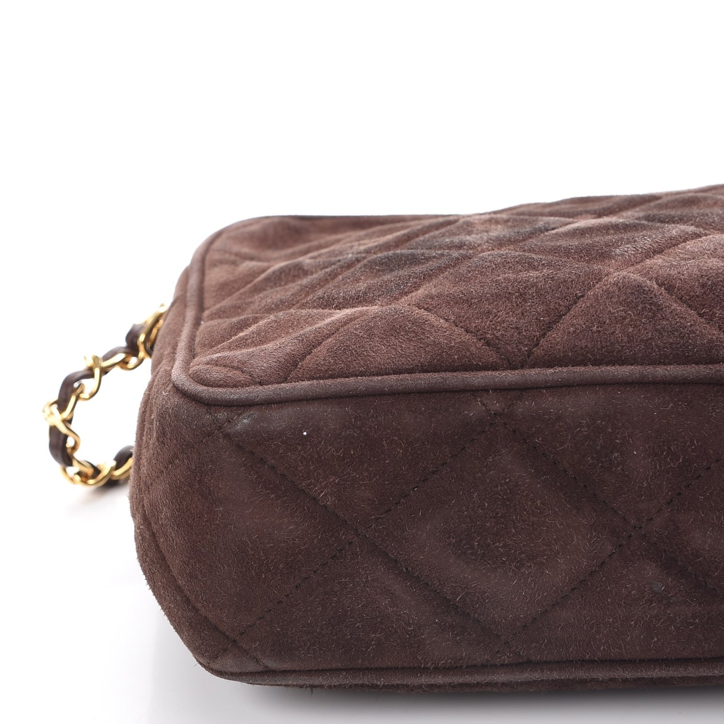 CHANELSuedeQuiltedTasselCameraCaseBrown