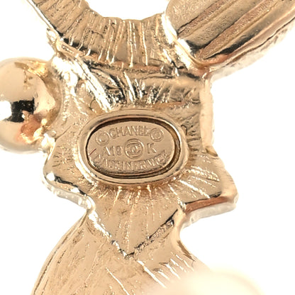 Chanel Resin Crystal Pearl Feather Star CC Single Clip On Earring Gold 4 of 4