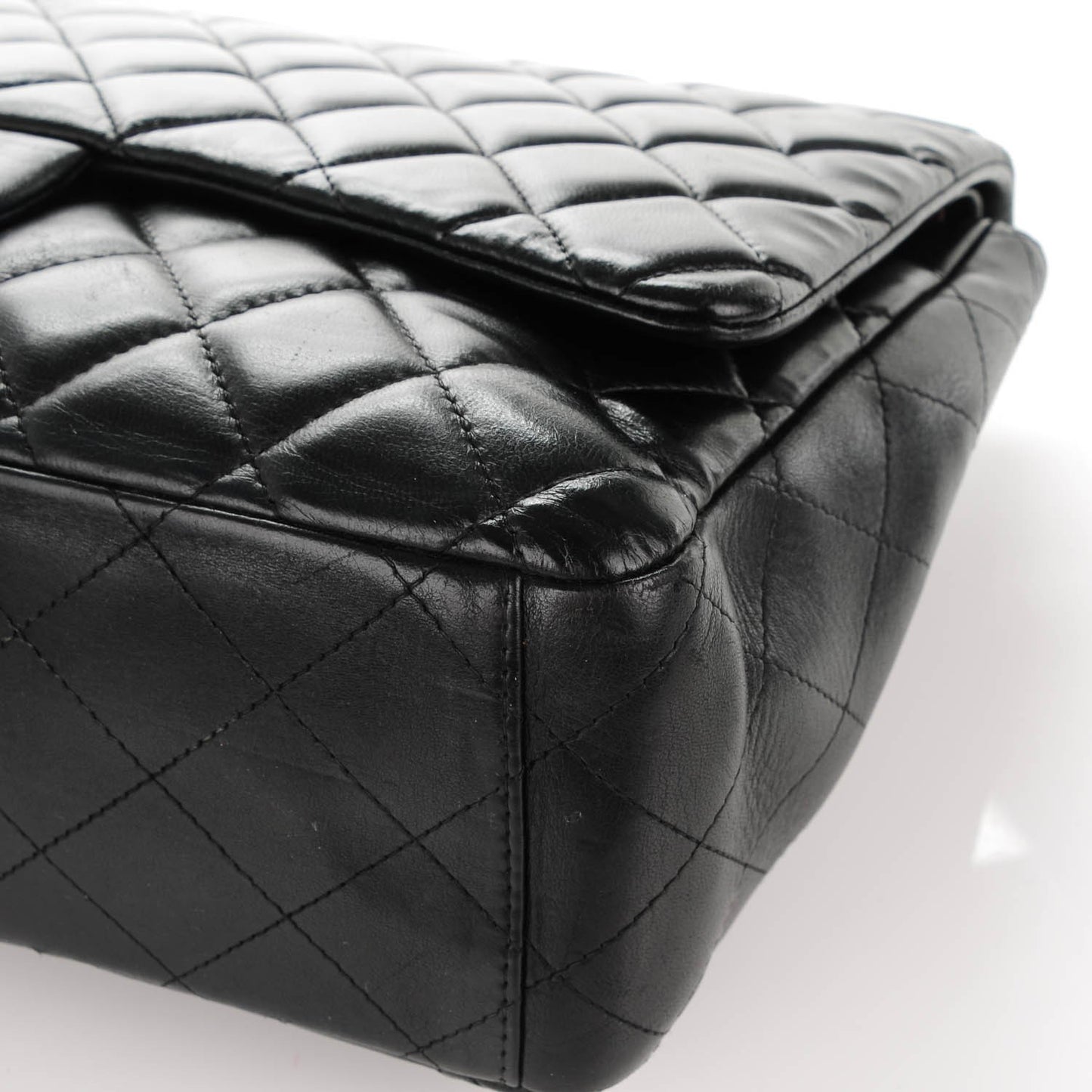 Lambskin Quilted Maxi Double Flap Black