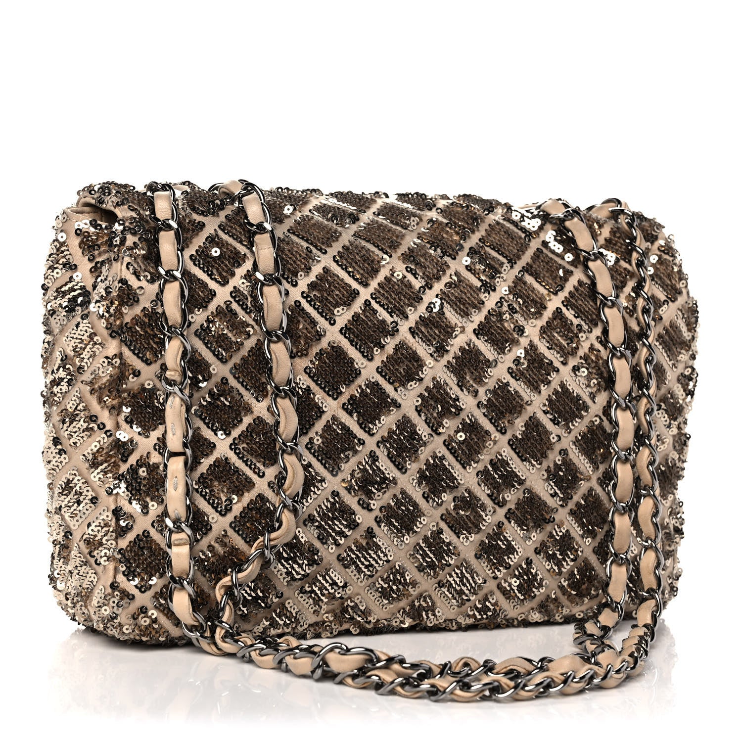 Chanel Sequin Quilted Medium Single Flap Gold 2 of 10