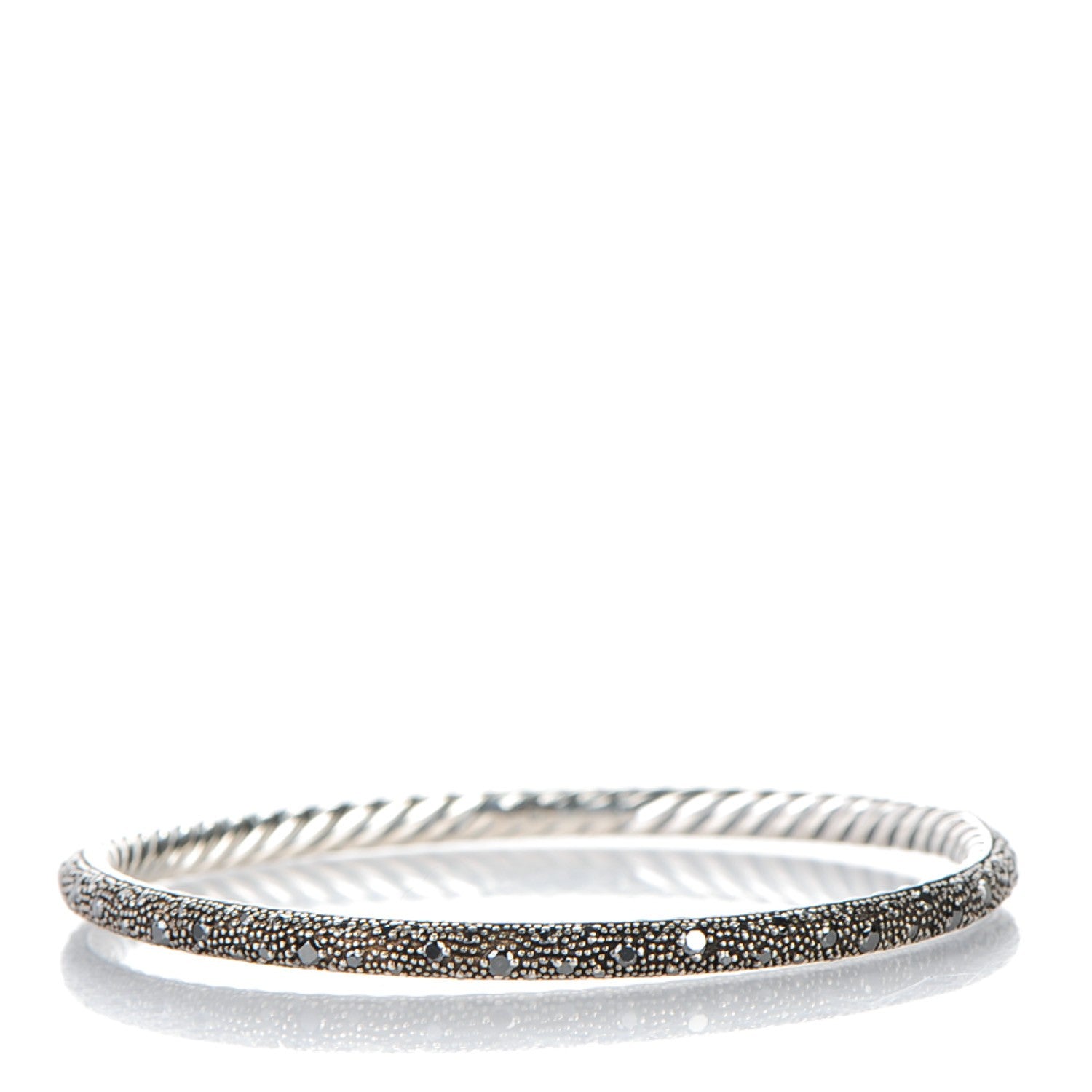 David Yurman Sterling Silver Black Diamond 4mm Midnight Melange Bangle Bracelet 1 of 4