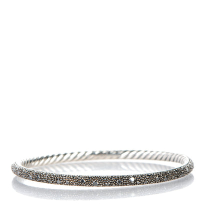 David Yurman Sterling Silver Black Diamond 4mm Midnight Melange Bangle Bracelet 1 of 4