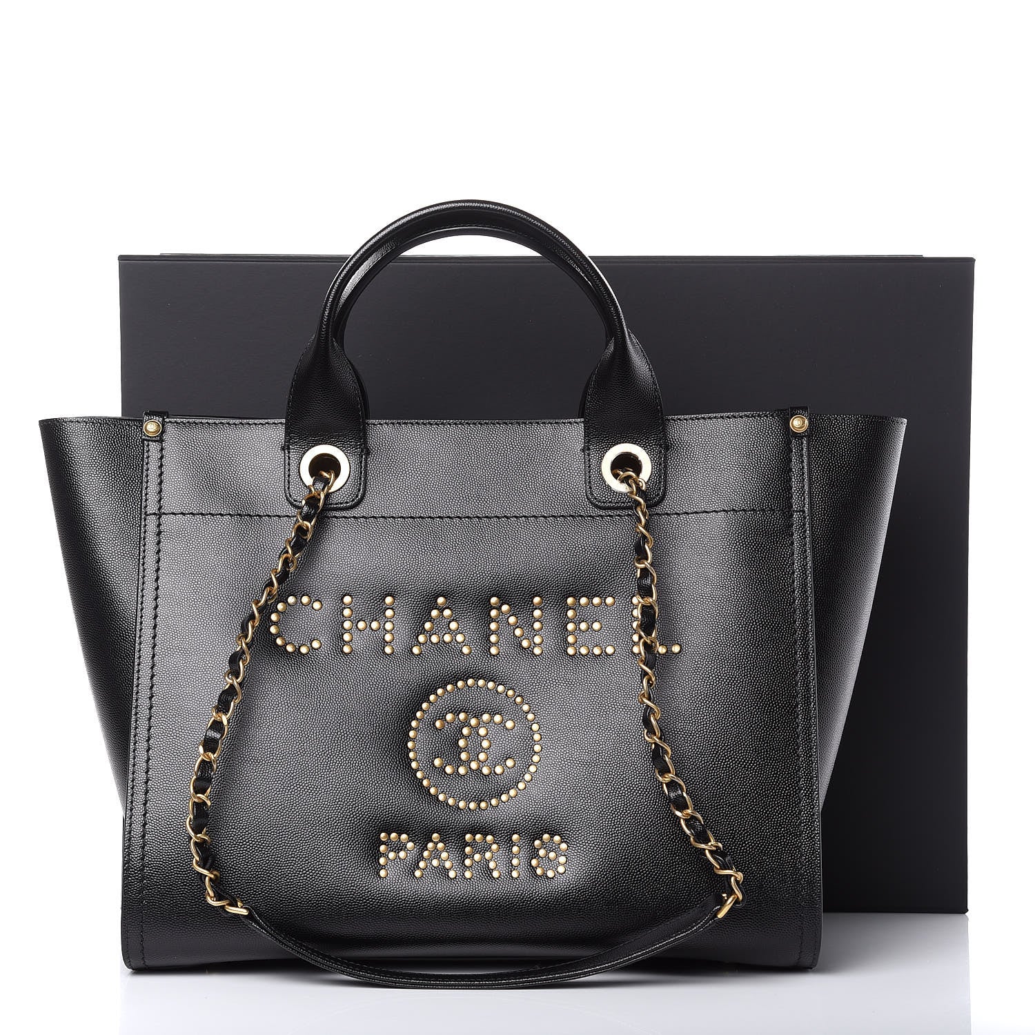 Chanel Caviar Small Studded Deauville Tote Black 9 of 9