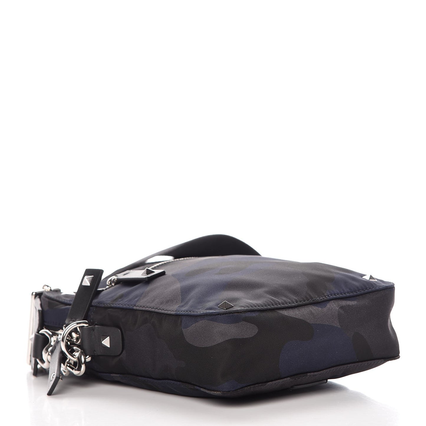 Nylon Camouflage VLTN Small Rockstud Shoulder Bag Dark Blue